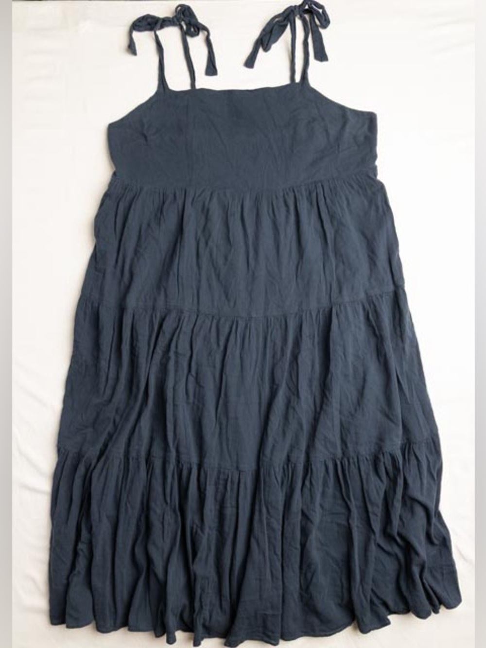 Madewell Navy Tie-Shoulder Tiered Maxi Dress